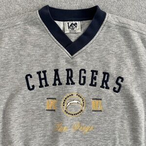 Vintage Chargers San Diego AFC Sweatshirt Mens Large Gray Lee Sport 2000 Y2K
